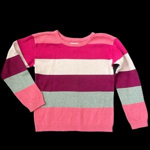 The Children’s Place Striped Pink and Silver Shimmer Holiday Sweater Girls XS/4